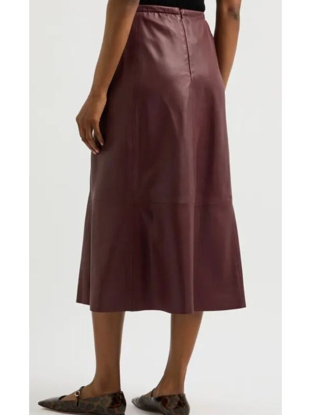 NWT VINCE Gathered Lambskin Leather Mid-Rise Skirt Burgundy Red XS